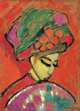 Alexej von Jawlensky Werke - junges Mädchen mit einem blühenden Hut 1910 Alexej von Jawlensky
